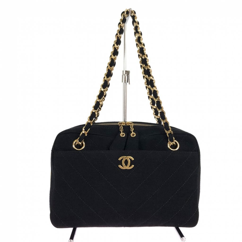 Chanel Handtasche in Schwarz Baumwolle